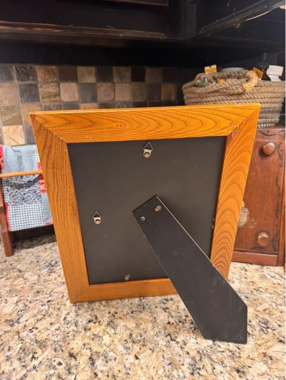 Wood frame with gold rope accent